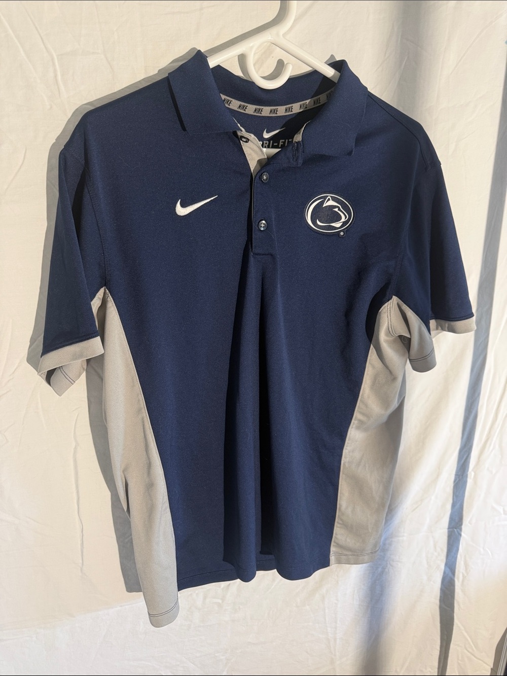 Nike Navy and Gray Penn State Dri-FIT Polo